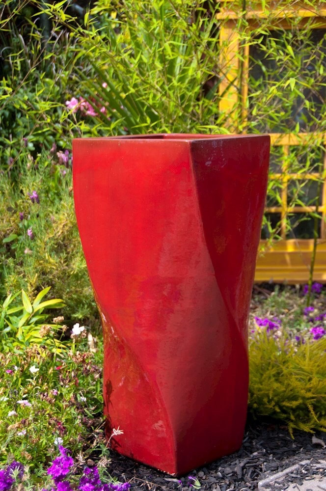 Pacific Home and Garden - Square Twist Vase Glazed Planter
