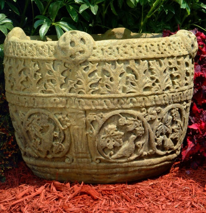 Unique Stone Round Celtic Jardiniere